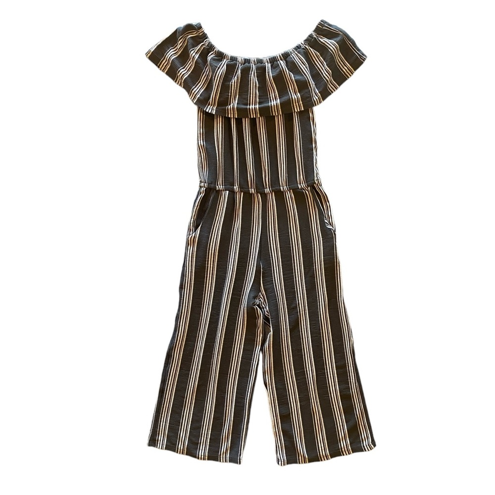 Art Class Adorable Jumper Romper Size  7-8 Blue White Pockets Good Condition!
